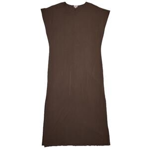 J Jill Vacation Dress XS Brown Midi Maxi Slits Dolman Pullover Casual Everyday